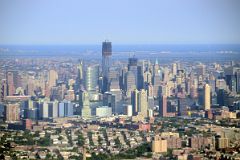 00-3 New York Financial District From Airplane Landing At Newark New Jersey